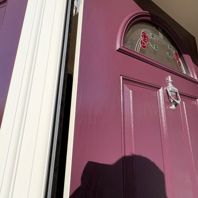 UPVC door spray finishing in plum